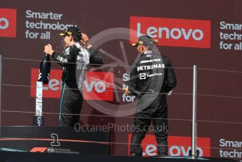 World © Octane Photographic Ltd. Formula 1 – French Grand Prix - Paul Ricard - Le Castellet. Sunday 24th July 2022 Podium. Mercedes-AMG Petronas F1 Team F1 W13 - George Russell and Lewis Hamilton.