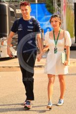 World © Octane Photographic Ltd. Formula 1 – French Grand Prix - Paul Ricard - Le Castellet. Saturday 23rd July 2022 Paddock. Williams Racing FW44 - Alex Albon and girlfriend Lily Muni.