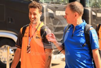 World © Octane Photographic Ltd. Formula 1 – French Grand Prix - Paul Ricard - Le Castellet. Saturday 23rd July 2022 Paddock. McLaren F1 Team MCL36 - Daniel Ricciardo and Alpine F1 Team Sporting Director Alan Permane