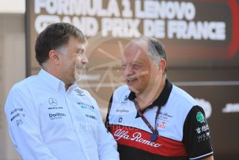 World © Octane Photographic Ltd. Formula 1 – French Grand Prix - Paul Ricard - Le Castellet. Sunday 24th July 2022 Paddock. Williams Racing CEO – Jost Capito and Alfa Romeo F1 Team Orlen Team Principal, Frederic Vasseur.