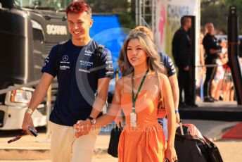 World © Octane Photographic Ltd. Formula 1 – French Grand Prix - Paul Ricard - Le Castellet. Sunday 24th July 2022 Paddock. Williams Racing FW44 - Alex Albon and girlfriend Lily Muni.