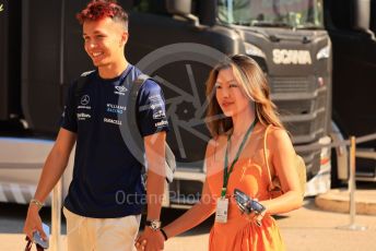 World © Octane Photographic Ltd. Formula 1 – French Grand Prix - Paul Ricard - Le Castellet. Sunday 24th July 2022 Paddock. Williams Racing FW44 - Alex Albon and girlfriend Lily Muni.