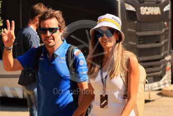 World © Octane Photographic Ltd. Formula 1 – French Grand Prix - Paul Ricard - Le Castellet. Sunday 24th July 2022 Paddock. BWT Alpine F1 Team A522 - Fernando Alonso and partner Andrea Schlager.