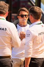 World © Octane Photographic Ltd. Formula 1 – French Grand Prix - Paul Ricard - Le Castellet. Sunday 24th July 2022 Paddock. Mercedes-AMG Petronas F1 Team F1 W13 Reserve driver – Nyck de Vries with young driver manager Gwen Lagrue.