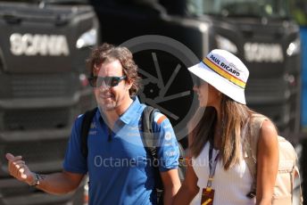World © Octane Photographic Ltd. Formula 1 – French Grand Prix - Paul Ricard - Le Castellet. Sunday 24th July 2022 Paddock. BWT Alpine F1 Team A522 - Fernando Alonso and partner Andrea Schlager.