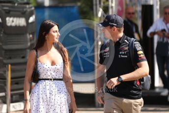 World © Octane Photographic Ltd. Formula 1 – French Grand Prix - Paul Ricard - Le Castellet. Sunday 24th July 2022 Paddock. Oracle Red Bull Racing RB18 – Max Verstappen with girlfriend Kelly Piquet.