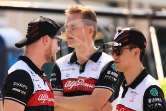 World © Octane Photographic Ltd. Formula 1 – French Grand Prix - Paul Ricard - Le Castellet. Thursday 21st July 2022 Paddock. Alfa Romeo F1 Team Orlen C42 - Valtteri Bottas and Guanyu Zhou.