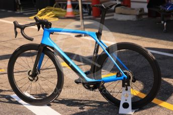 World © Octane Photographic Ltd. Formula 1 – French Grand Prix - Paul Ricard - Le Castellet. Thursday 21st July 2022 Paddock. BWT Alpine F1 Team liveried bicycle.