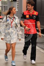 World © Octane Photographic Ltd. Formula 1– Hungarian Grand Prix - Hungaroring, Hungary. Sunday 31st July 2022 Paddock. Scuderia Ferrari F1-75 - Charles Leclerc and girlfriend Charlotte Sine.