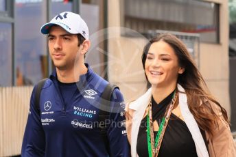 World © Octane Photographic Ltd. Formula 1– Hungarian Grand Prix - Hungaroring, Hungary. Sunday 31st July 2022 Paddock. Williams Racing FW44 - Nicholas Latifi and girlfriend Sandra Dziwiszek.