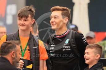 World © Octane Photographic Ltd. Formula 1– Hungarian Grand Prix - Hungaroring, Hungary. Sunday 31st July 2022 Paddock. Mercedes-AMG Petronas F1 Team F1 W13 - George Russell and fans.