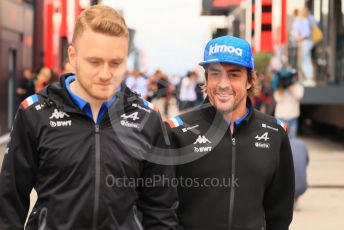 World © Octane Photographic Ltd. Formula 1– Hungarian Grand Prix - Hungaroring, Hungary. Sunday 31st July 2022 Paddock. BWT Alpine F1 Team A522 - Fernando Alonso.