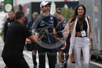 World © Octane Photographic Ltd. Formula 1– Hungarian Grand Prix - Hungaroring, Hungary. Sunday 31st July 2022 Paddock. Williams Racing FW44 - Nicholas Latifi and girlfriend Sandra Dziwiszek.