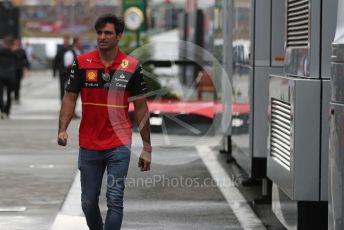 World © Octane Photographic Ltd. Formula 1– Hungarian Grand Prix - Hungaroring, Hungary. Sunday 31st July 2022 Paddock. Scuderia Ferrari F1-75 - Carlos Sainz.