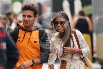 World © Octane Photographic Ltd. Formula 1– Hungarian Grand Prix - Hungaroring, Hungary. Sunday 31st July 2022 Paddock. McLaren F1 Team MCL36 - Lando Norris and girlfriend Kelly Piquet.