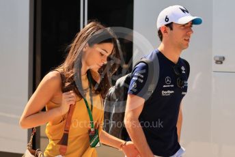 World © Octane Photographic Ltd. Formula 1 – Formula 1 – Hungarian Grand Prix - Hungaroring, Hungary. Friday 29th July 2022 Paddock. Williams Racing FW44 - Nicholas Latifi and girlfriend Sandra Dziwiszek.