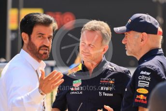 World © Octane Photographic Ltd. Oracle Red Bull Racing Team Principal - Christian Horner, Chief Technology Officer - Adrian Newey and FIA President – Mohammed Ben Sulayem.