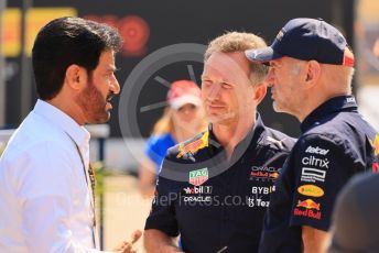 World © Octane Photographic Ltd. Oracle Red Bull Racing Team Principal - Christian Horner, Chief Technology Officer - Adrian Newey and FIA President – Mohammed Ben Sulayem.