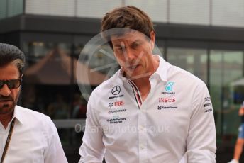 World © Octane Photographic Ltd. Formula 1 – Formula 1 – Hungarian Grand Prix - Hungaroring, Hungary. Friday 29th July 2022 Paddock. Mercedes-AMG Petronas F1 Team and Team Principal and CEO - Toto Wolff and FIA President – Mohammed Ben Sulayem.