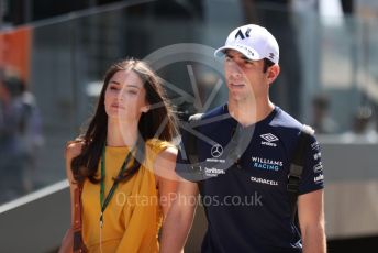 World © Octane Photographic Ltd. Formula 1 – Formula 1 – Hungarian Grand Prix - Hungaroring, Hungary. Friday 29th July 2022 Paddock. Williams Racing FW44 - Nicholas Latifi and girlfriend Sandra Dziwiszek.