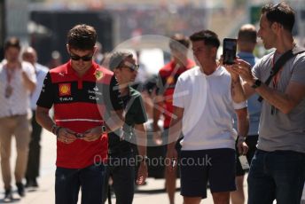 World © Octane Photographic Ltd. Formula 1 – Formula 1 – Hungarian Grand Prix - Hungaroring, Hungary. Friday 29th July 2022 Paddock. Scuderia Ferrari F1-75 - Charles Leclerc.