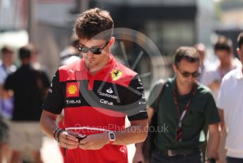 World © Octane Photographic Ltd. Formula 1 – Formula 1 – Hungarian Grand Prix - Hungaroring, Hungary. Friday 29th July 2022 Paddock. Scuderia Ferrari F1-75 - Charles Leclerc.