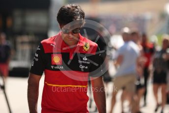 World © Octane Photographic Ltd. Formula 1 – Formula 1 – Hungarian Grand Prix - Hungaroring, Hungary. Friday 29th July 2022 Paddock. Scuderia Ferrari F1-75 - Carlos Sainz.