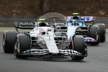 World © Octane Photographic Ltd. Formula 1 – Formula 1 – Hungarian Grand Prix - Hungaroring, Hungary. Saturday 30th July 2022 Qualifying. Scuderia AlphaTauri AT03 - Yuki Tsunoda and BWT Alpine F1 Team A522 - Esteban Ocon.