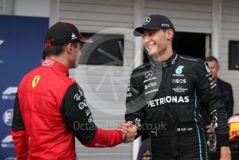 World © Octane Photographic Ltd. Formula 1 – Formula 1 – Hungarian Grand Prix - Hungaroring, Hungary. Saturday 30th July 2022 Qualifying. Mercedes-AMG Petronas F1 Team F1 W13 - George Russell and Scuderia Ferrari F1-75 - Charles Leclerc.