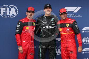 World © Octane Photographic Ltd. Formula 1 – Formula 1 – Hungarian Grand Prix - Hungaroring, Hungary. Saturday 30th July 2022 Qualifying. Mercedes-AMG Petronas F1 Team F1 W13 - George Russell and Scuderia Ferrari F1-75 - Carlos Sainz and Charles Leclerc.