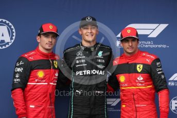 World © Octane Photographic Ltd. Formula 1 – Formula 1 – Hungarian Grand Prix - Hungaroring, Hungary. Saturday 30th July 2022 Qualifying. Mercedes-AMG Petronas F1 Team F1 W13 - George Russell and Scuderia Ferrari F1-75 - Carlos Sainz and Charles Leclerc.