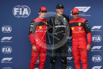 World © Octane Photographic Ltd. Formula 1 – Formula 1 – Hungarian Grand Prix - Hungaroring, Hungary. Saturday 30th July 2022 Qualifying. Mercedes-AMG Petronas F1 Team F1 W13 - George Russell and Scuderia Ferrari F1-75 - Carlos Sainz and Charles Leclerc.