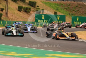 World © Octane Photographic Ltd. Formula 1– Hungarian Grand Prix - Hungaroring, Hungary. Sunday 31st July 2022 Race. McLaren F1 Team MCL36 - Lando Norris and Mercedes-AMG Petronas F1 Team F1 W13 - Lewis Hamilton.
