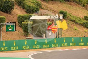World © Octane Photographic Ltd. Formula 1– Hungarian Grand Prix - Hungaroring, Hungary. Sunday 31st July 2022 Race. Double waved yellows and yellow and red striped flags being waved at turn 2.