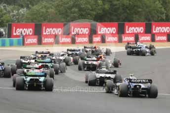 World © Octane Photographic Ltd. Formula 1– Hungarian Grand Prix - Hungaroring, Hungary. Sunday 31st July 2022 Race. Aston Martin Aramco Cognizant F1 Team AMR22 - Sebastian Vettel and Williams Racing FW44 - Nicholas Latifi.