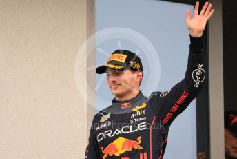 World © Octane Photographic Ltd. Formula 1– Hungarian Grand Prix - Hungaroring, Hungary. Sunday 31st July 2022 Podium. Oracle Red Bull Racing RB18 – Max Verstappen.
