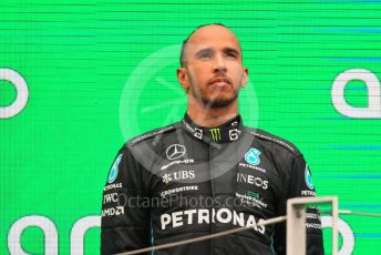 World © Octane Photographic Ltd. Formula 1– Hungarian Grand Prix - Hungaroring, Hungary. Sunday 31st July 2022 Podium. Mercedes-AMG Petronas F1 Team F1 W13 - Lewis Hamilton.