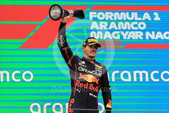 World © Octane Photographic Ltd. Formula 1– Hungarian Grand Prix - Hungaroring, Hungary. Sunday 31st July 2022 Podium. Oracle Red Bull Racing RB18 – Max Verstappen.