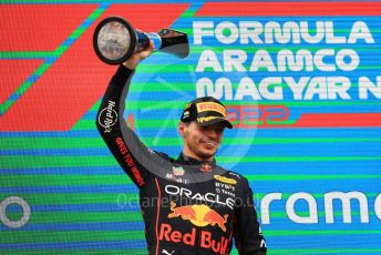 World © Octane Photographic Ltd. Formula 1– Hungarian Grand Prix - Hungaroring, Hungary. Sunday 31st July 2022 Podium. Oracle Red Bull Racing RB18 – Max Verstappen.