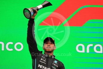 World © Octane Photographic Ltd. Formula 1– Hungarian Grand Prix - Hungaroring, Hungary. Sunday 31st July 2022 Podium. Mercedes-AMG Petronas F1 Team F1 W13 - Lewis Hamilton.
