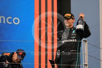 World © Octane Photographic Ltd. Formula 1– Hungarian Grand Prix - Hungaroring, Hungary. Sunday 31st July 2022 Podium. Mercedes-AMG Petronas F1 Team F1 W13 - George Russell.