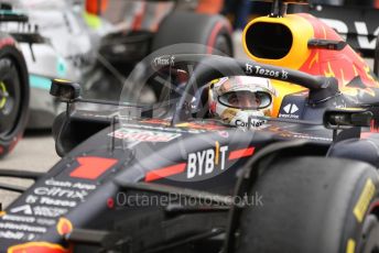 World © Octane Photographic Ltd. Formula 1– Hungarian Grand Prix - Hungaroring, Hungary. Sunday 31st July 2022 Parc Ferme. Oracle Red Bull Racing RB18 – Max Verstappen.