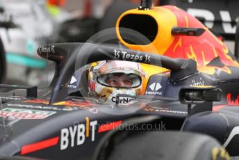 World © Octane Photographic Ltd. Formula 1– Hungarian Grand Prix - Hungaroring, Hungary. Sunday 31st July 2022 Parc Ferme. Oracle Red Bull Racing RB18 – Max Verstappen.