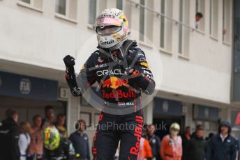 World © Octane Photographic Ltd. Formula 1– Hungarian Grand Prix - Hungaroring, Hungary. Sunday 31st July 2022 Parc Ferme. Oracle Red Bull Racing RB18 – Max Verstappen.