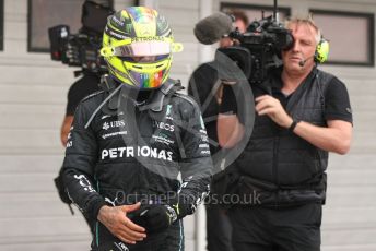 World © Octane Photographic Ltd. Formula 1– Hungarian Grand Prix - Hungaroring, Hungary. Sunday 31st July 2022 Parc Ferme. Mercedes-AMG Petronas F1 Team F1 W13 - Lewis Hamilton.