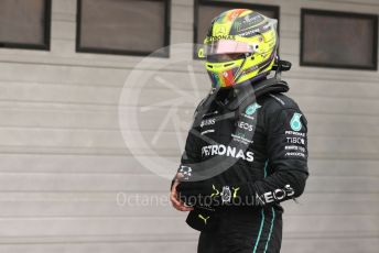 World © Octane Photographic Ltd. Formula 1– Hungarian Grand Prix - Hungaroring, Hungary. Sunday 31st July 2022 Parc Ferme. Mercedes-AMG Petronas F1 Team F1 W13 - Lewis Hamilton.