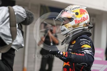 World © Octane Photographic Ltd. Formula 1– Hungarian Grand Prix - Hungaroring, Hungary. Sunday 31st July 2022 Parc Ferme. Oracle Red Bull Racing RB18 – Max Verstappen.