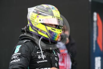 World © Octane Photographic Ltd. Formula 1– Hungarian Grand Prix - Hungaroring, Hungary. Sunday 31st July 2022 Parc Ferme. Mercedes-AMG Petronas F1 Team F1 W13 - Lewis Hamilton.