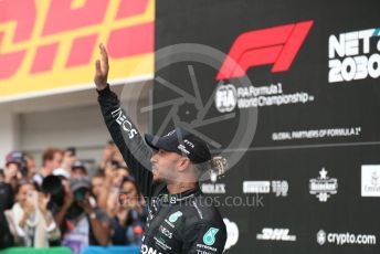 World © Octane Photographic Ltd. Formula 1– Hungarian Grand Prix - Hungaroring, Hungary. Sunday 31st July 2022 Parc Ferme. Mercedes-AMG Petronas F1 Team F1 W13 - Lewis Hamilton.