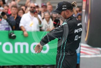 World © Octane Photographic Ltd. Formula 1– Hungarian Grand Prix - Hungaroring, Hungary. Sunday 31st July 2022 Parc Ferme. Mercedes-AMG Petronas F1 Team F1 W13 - Lewis Hamilton.